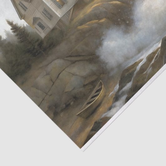 White Cliffside House At Sea Decoupage 薄葉紙 (詳細)