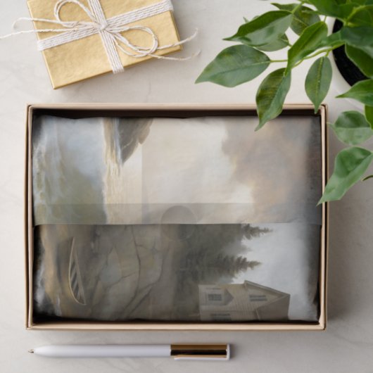 White Cliffside House At Sea Decoupage 薄葉紙 (ギフト)