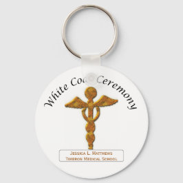White Coat Ceremony Gold Medical, Round Gifts キーホルダー