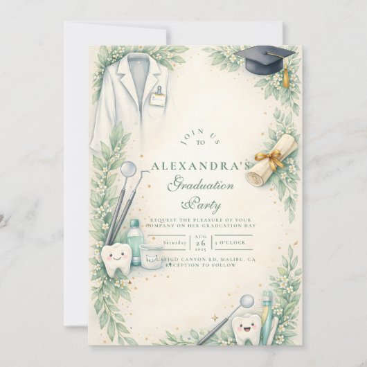 White Coat Dentist Graduation Celebration 招待状 (正面)