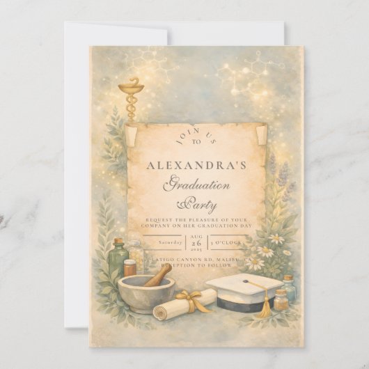 White Coat Pharmacy Graduation 招待状 (正面)