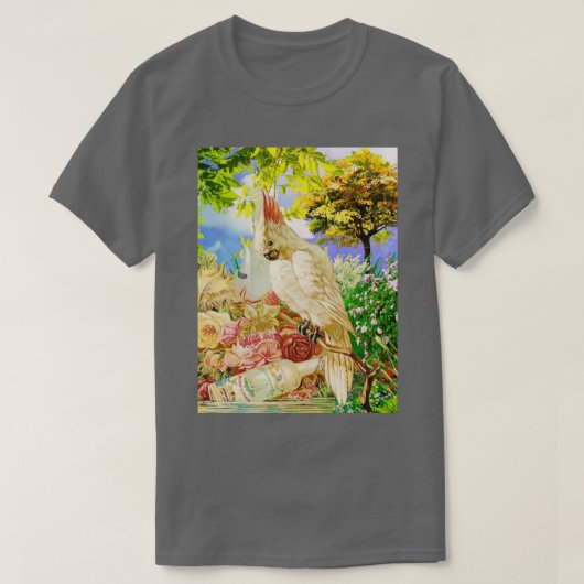 White Cocktail Parrot Tシャツ (デザイン正面)