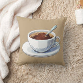 White coffee cup on a saucer filled with coffee クッション (ブランケット)