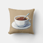 White coffee cup on a saucer filled with coffee クッション (正面)