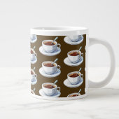 White coffee cup on a saucer filled with coffee ジャンボコーヒーマグカップ (右)