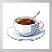 White coffee cup on a saucer filled with coffee ポスター (正面)