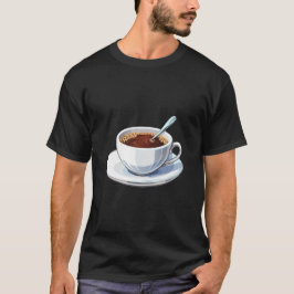 White coffee cup on a saucer filled with coffee tシャツ