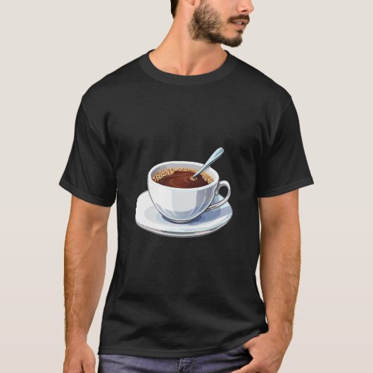 White coffee cup on a saucer filled with coffee tシャツ (正面)