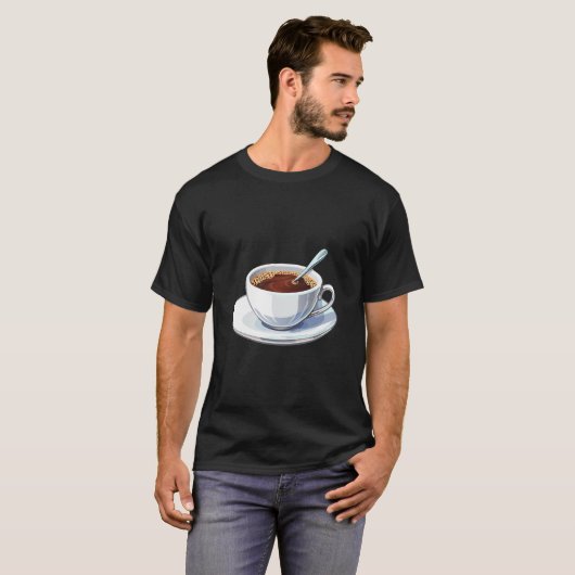 White coffee cup on a saucer filled with coffee tシャツ (正面フル)