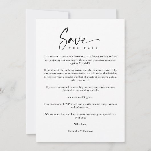 White Collage Wedding Save Date 4 Photos Covid19 (裏面)