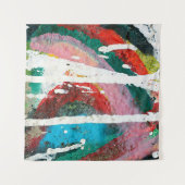 White color dripping over colorful vivid brushstro タペストリー (正面(横))