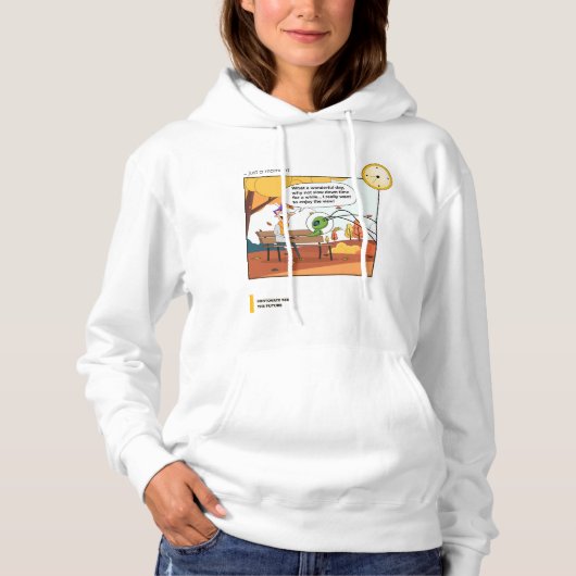 White Comics Style Woman Hoodie パーカ (正面)