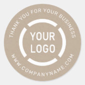 White company logo thank you kraft stickers ラウンドシール (正面)