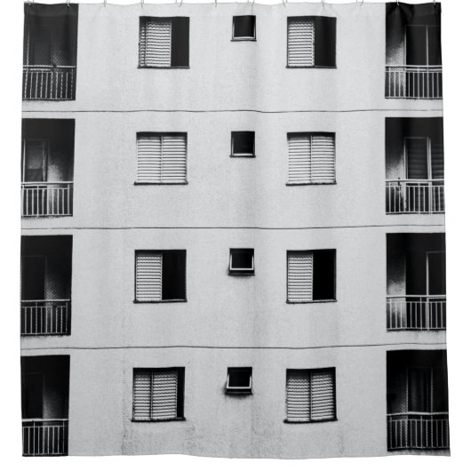 White concrete building シャワーカーテン (正面)
