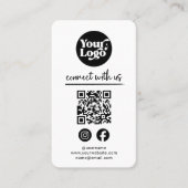 White Connect With Us QRコードロゴソーシャルメディア 名刺 (正面)