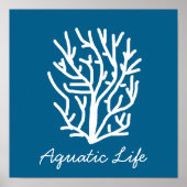 White coral on blue aquatic life ポスター (正面)