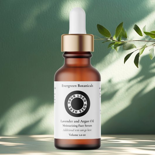 White cosmetics dropper bottle label with logo ラベル