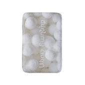 White Cotton Cloud Bath Mat with Armenian Writing  バスマット (正面縦)