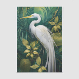 White Crane Botanical Design, Elegant Tropical 薄葉紙