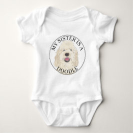 White Cream Golden Doodle Dog Big Sister ベビーボディスーツ