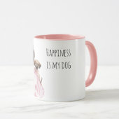 White Cream Puppy Black Lady Dog Mom   マグカップ (正面右)