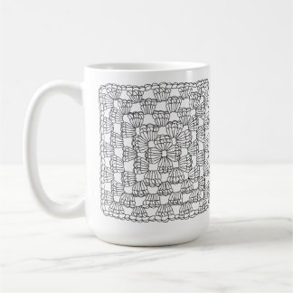 White Crochet Granny Square Coffee Mug コーヒーマグカップ