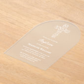 white cross Baptism Acrylic Invitation アクリル招待状 (レイダウン)