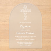 white cross Baptism Acrylic Invitation アクリル招待状 (正面)
