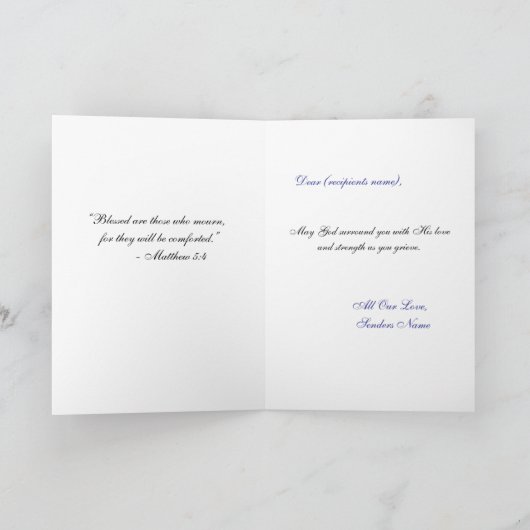 White Cross Floral Religious Sympathy カード (内部)