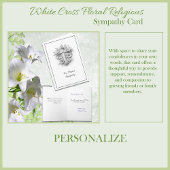 White Cross Floral Religious Sympathy カード