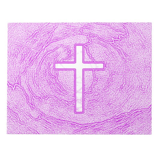WHITE CROSS HIGHLIGHTED IN PINK ノートパッド (正面)