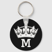 White Crown Monogram Personalized キーホルダー (正面)