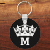 White Crown Monogram Personalized キーホルダー (正面)