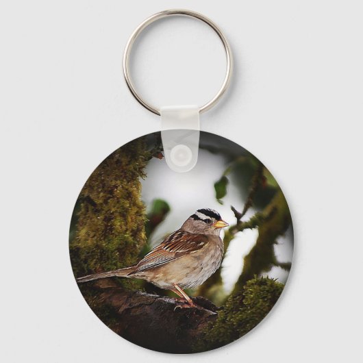 White-crowned Sparrow Bird Keychain キーホルダー (正面)