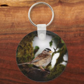 White-crowned Sparrow Bird Keychain キーホルダー (正面)