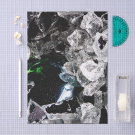 White Crystals in Black outer space 薄葉紙