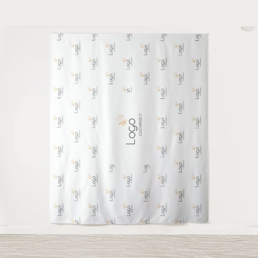 White Custom Business Logo Step Repeat Backdrop タペストリー (正面)