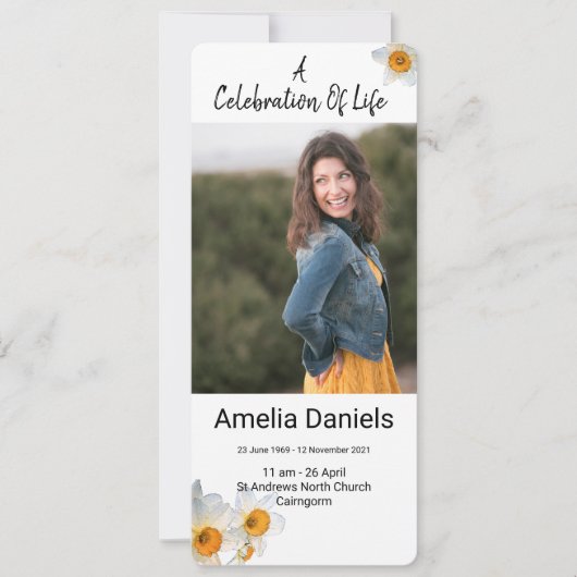 White Daffodilお祝いのLife Photo Card 招待状 (正面)