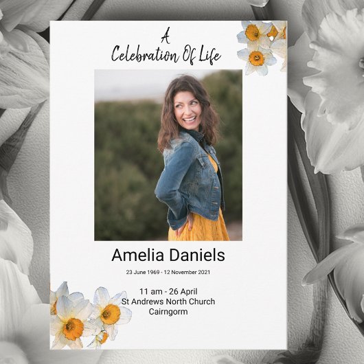 White Daffodilお祝いのLife Photo Card 案内状