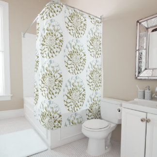 White Dahlia Flower Shower Curtain シャワーカーテン
