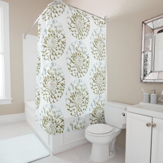 White Dahlia Flower Shower Curtain シャワーカーテン (インサイチュ)