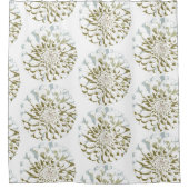 White Dahlia Flower Shower Curtain シャワーカーテン (正面)