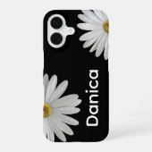 White Daisies on Black iPhone 16ケース (裏面)