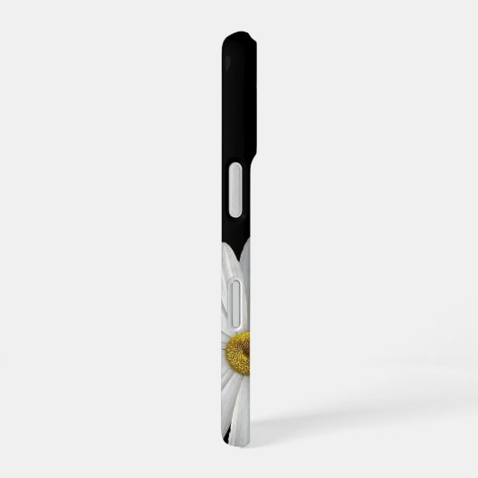 White Daisies on Black iPhone 16ケース (右側面)