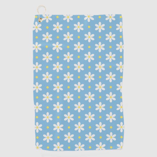 White Daisies Pattern Custom Background ゴルフタオル (正面)