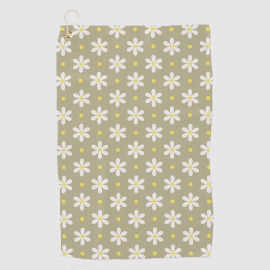 White Daisies Pattern Custom Background ゴルフタオル (正面)