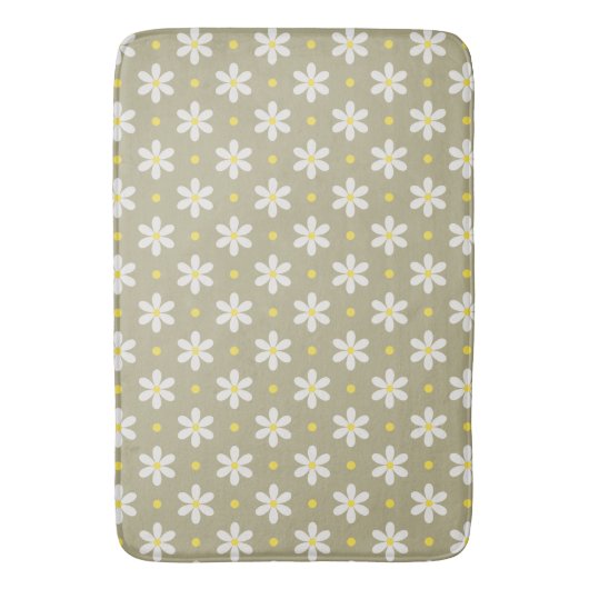 White Daisies Pattern Custom Background バスマット (正面縦)