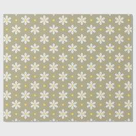 White Daisies Pattern Custom Background ラッピングペーパー