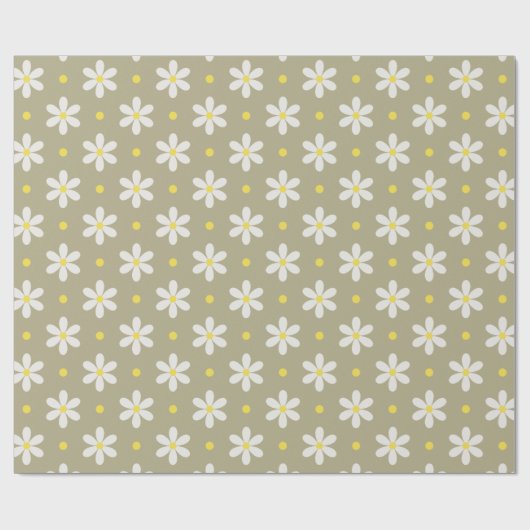 White Daisies Pattern Custom Background ラッピングペーパー (フラット)
