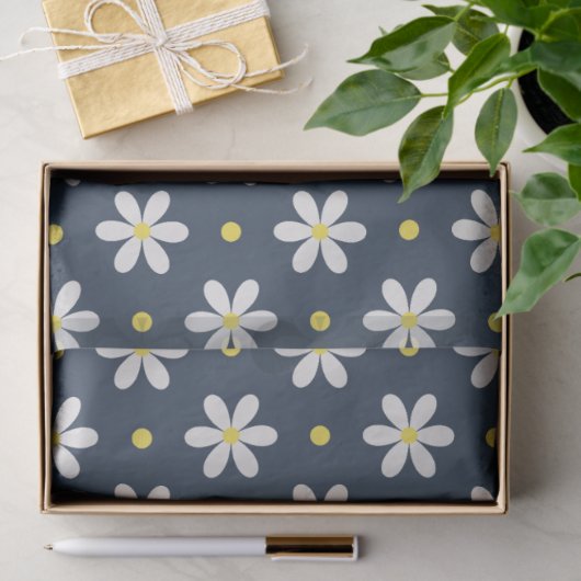 White Daisies Pattern Custom Background 薄葉紙 (ギフト)